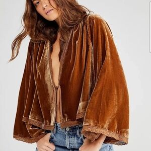 NWOT Free People Velvet Bed Jacket, Size Small